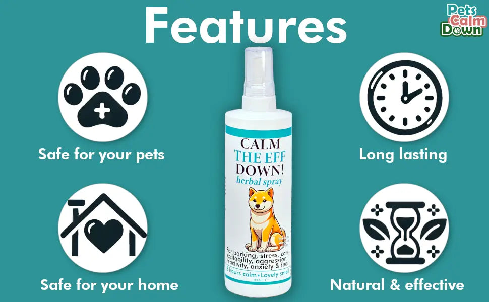 Calming dog spray for barking, stress, anxiety (natural herbal)