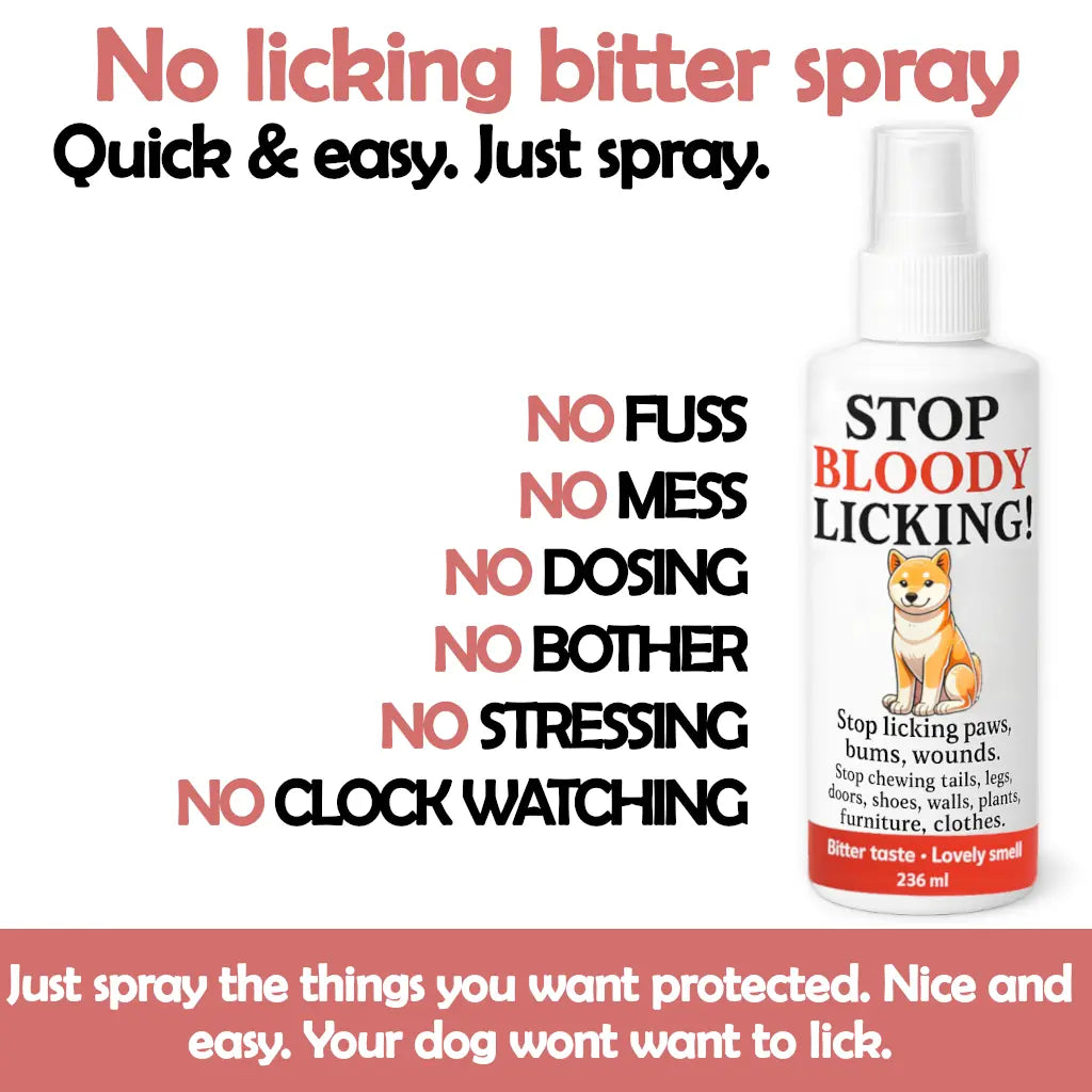 Stop Licking, Chewing, & Teething spray. Stop chewing furniture, shoes, bandages (natural herbal)