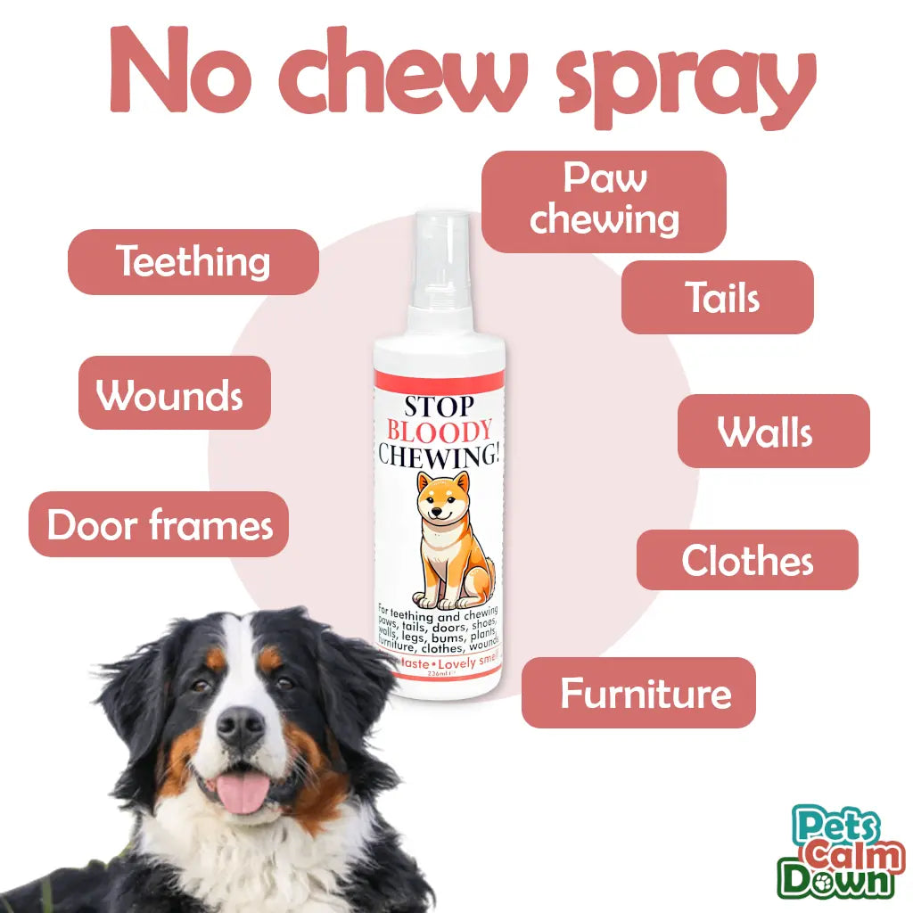 Teething, chewing & licking spray. Stop chewing furniture, shoes, bandages (natural herbal)