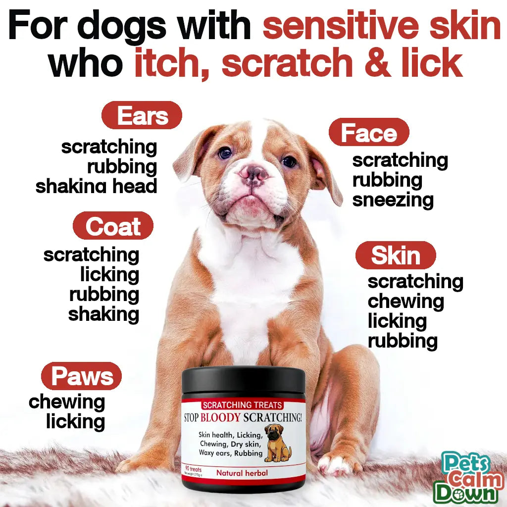 Itching and scratching dog treats for skin, licking, chewing, seasonal (natural herbal)