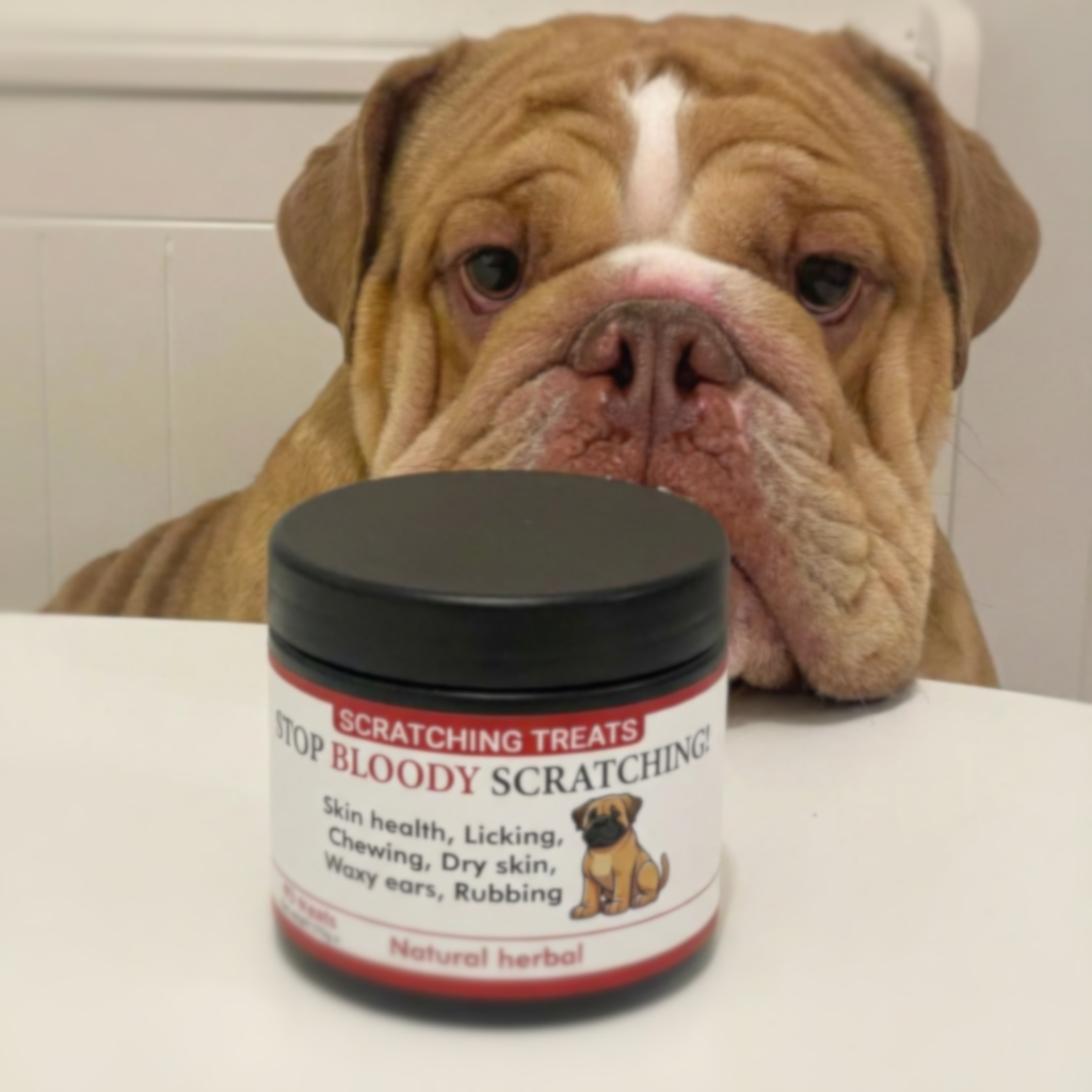 Itching and scratching dog treats for skin, licking, chewing, seasonal (natural herbal)