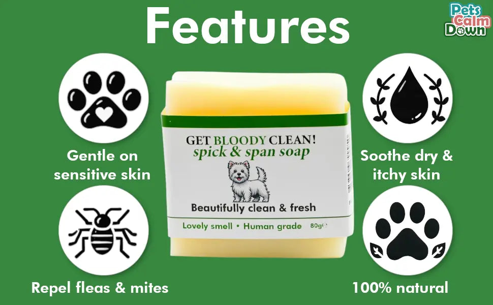 Soothing Soap Bar. Scratching, Fleas & Mites. Neem Oil & Tea Tree - Natural Treatment & Insect Repellent 80g