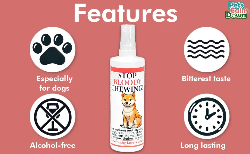 Teething, chewing & licking spray. Stop chewing furniture, shoes, bandages (natural herbal)