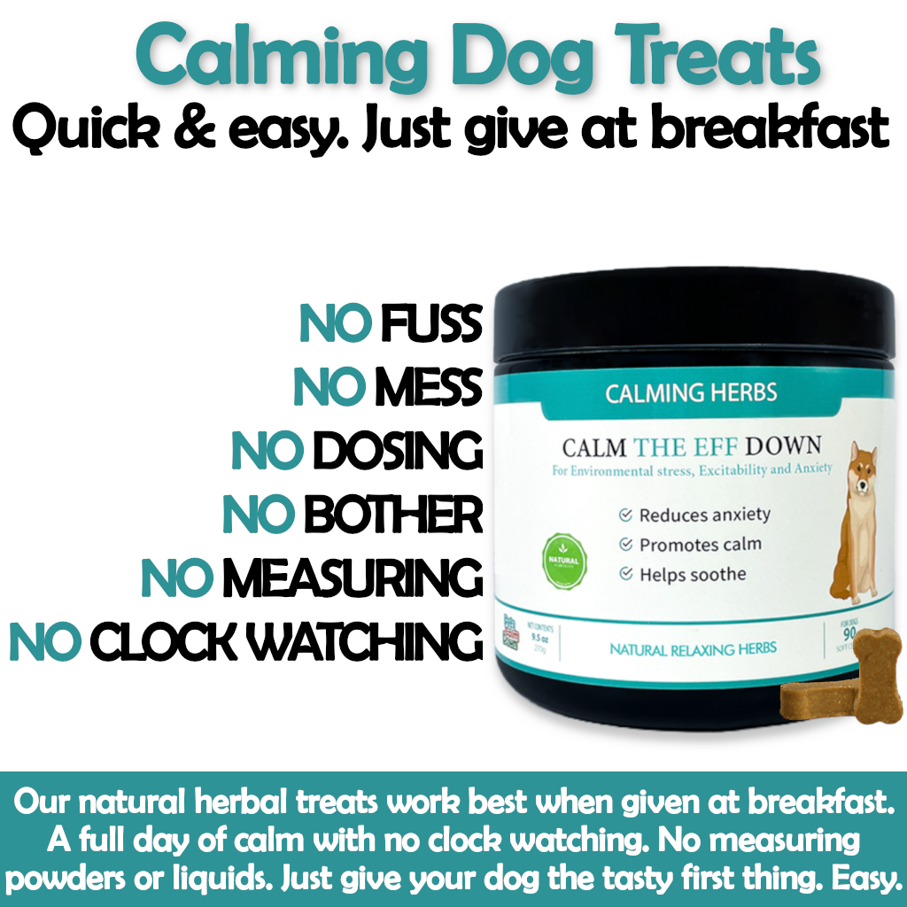 Calming dog treats for barking, stress, anxiety (natural herbal)