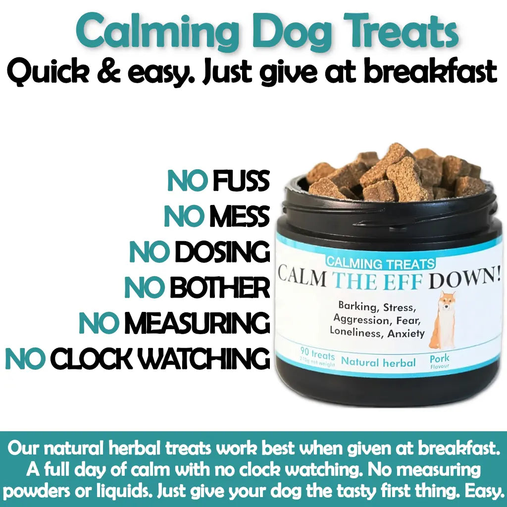 Calming dog treats for barking, stress, anxiety (natural herbal)