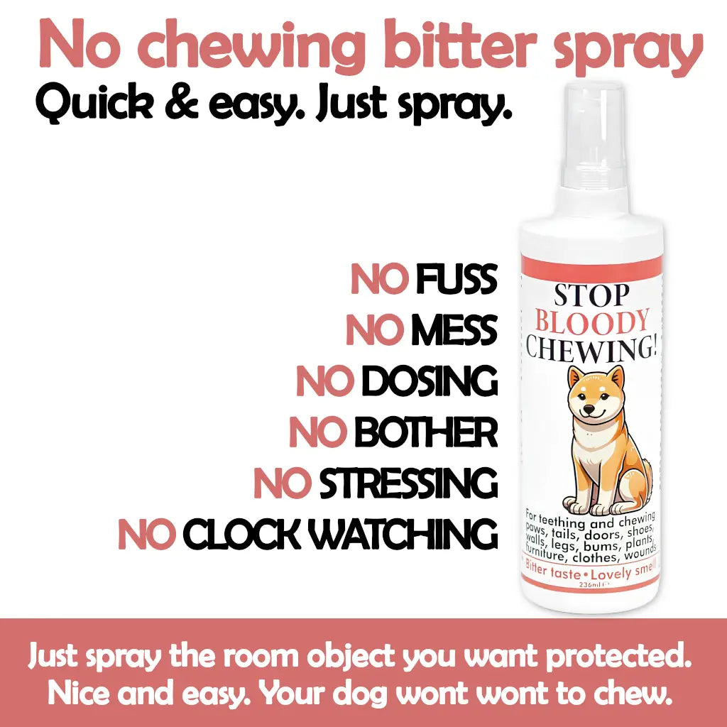 Teething, chewing & licking spray. Stop chewing furniture, shoes, bandages (natural herbal)