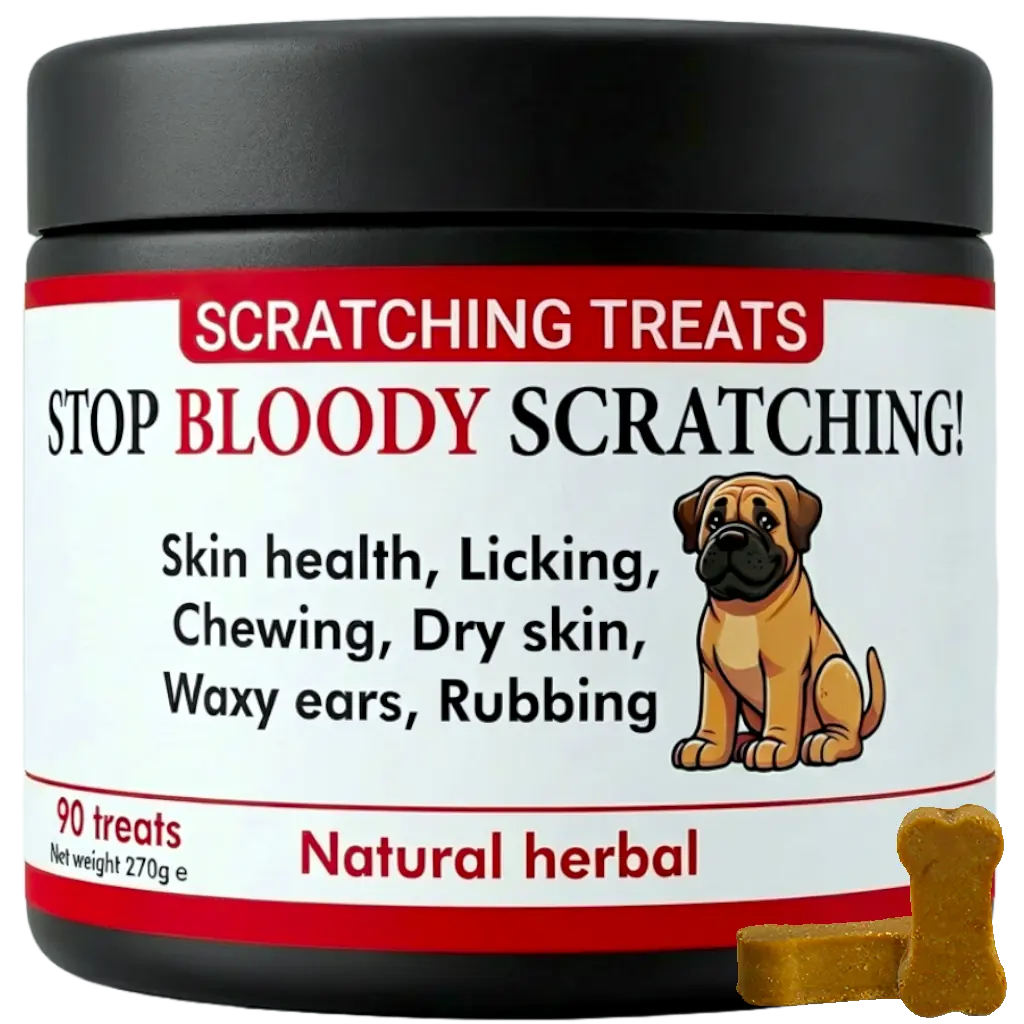 Itching and scratching dog treats for skin, licking, chewing, seasonal (natural herbal)