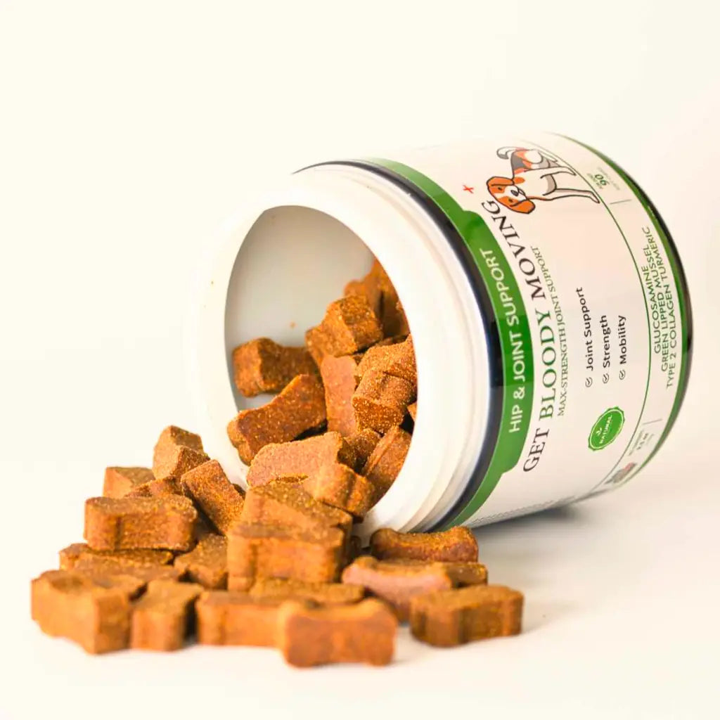 Hip & joint dog treats for age, mobility, strength, joints (natural herbal)