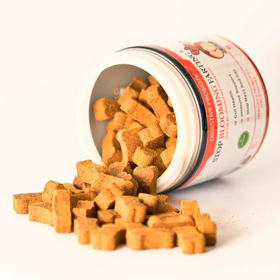 Probiotic dog treats for gas, mess, immunity, digestive health (natural herbal)