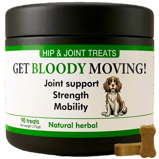 Hip & joint dog treats for age, mobility, strength, joints (natural herbal)