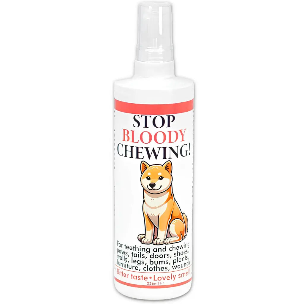 Teething chewing licking spray. Stop chewing furniture shoes bandages natural herbal
