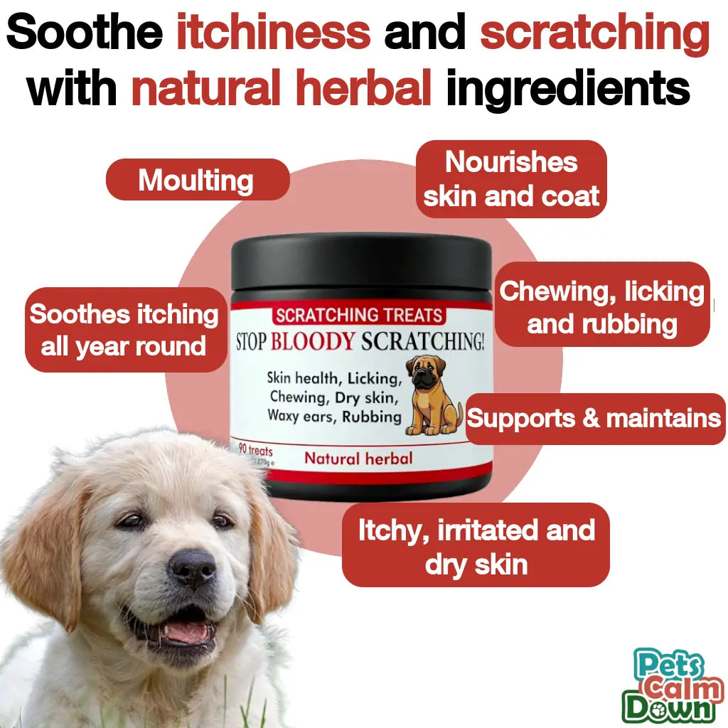 Itching and scratching dog treats for skin, licking, chewing, seasonal (natural herbal)