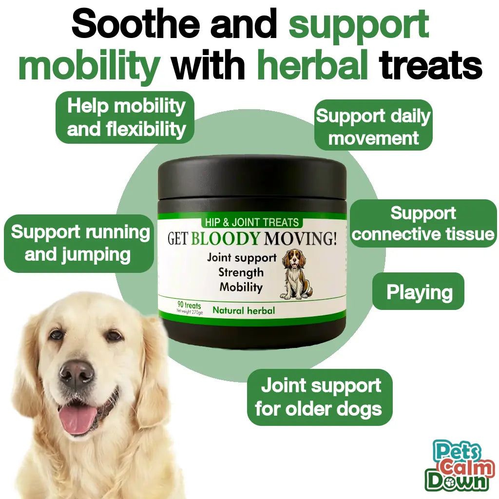 Hip & joint dog treats for age, mobility, strength, joints (natural herbal)