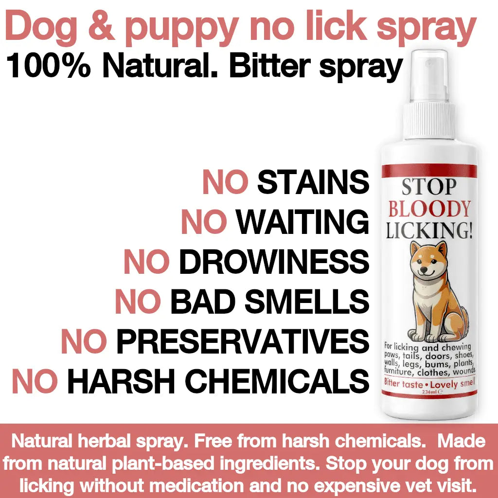 Stop Licking, Chewing, & Teething spray. Stop chewing furniture, shoes, bandages (natural herbal)