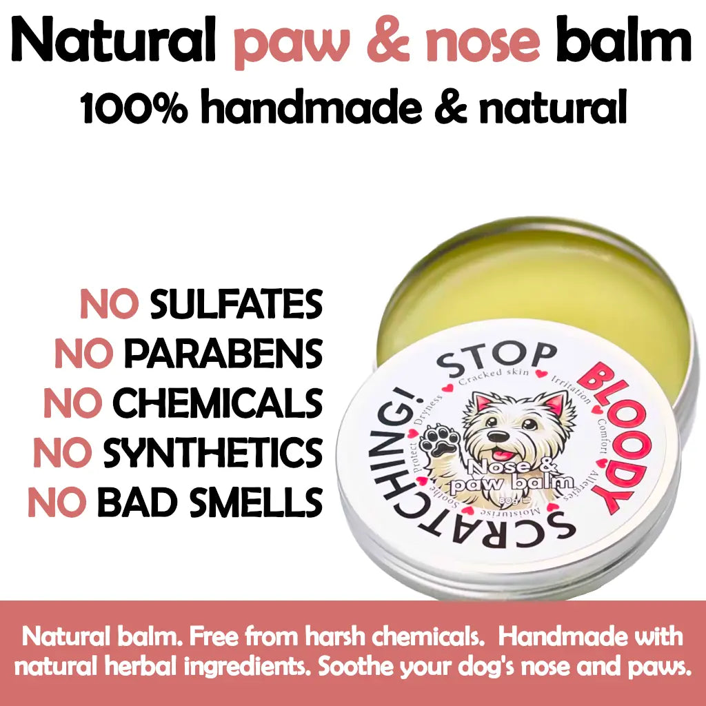 Paw & Nose Balm for Dogs - 100% Natural Anti-Inflammatory Moisturiser beeswax for Paws | Big tin 80g