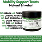 Jar of 'Get Bloody Moving!' hip and joint treats for dogs with green and black label.