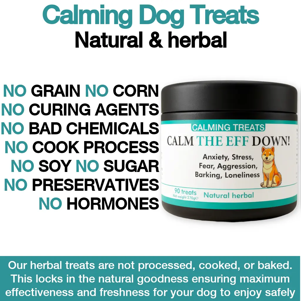 Calming dog treats for barking, stress, anxiety (natural herbal)